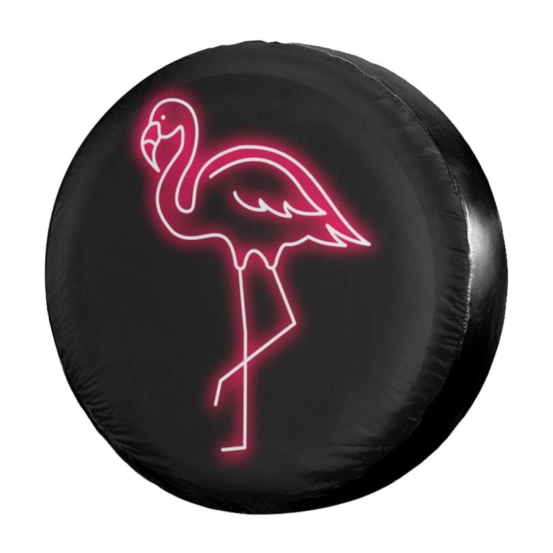 Foruidea Pink Flamingo Spare Tire Cover Dust-Proof Wheel Tire Cover Fit Trailer, RV, SUV and Many Vehicle 17 Inch - Image 1